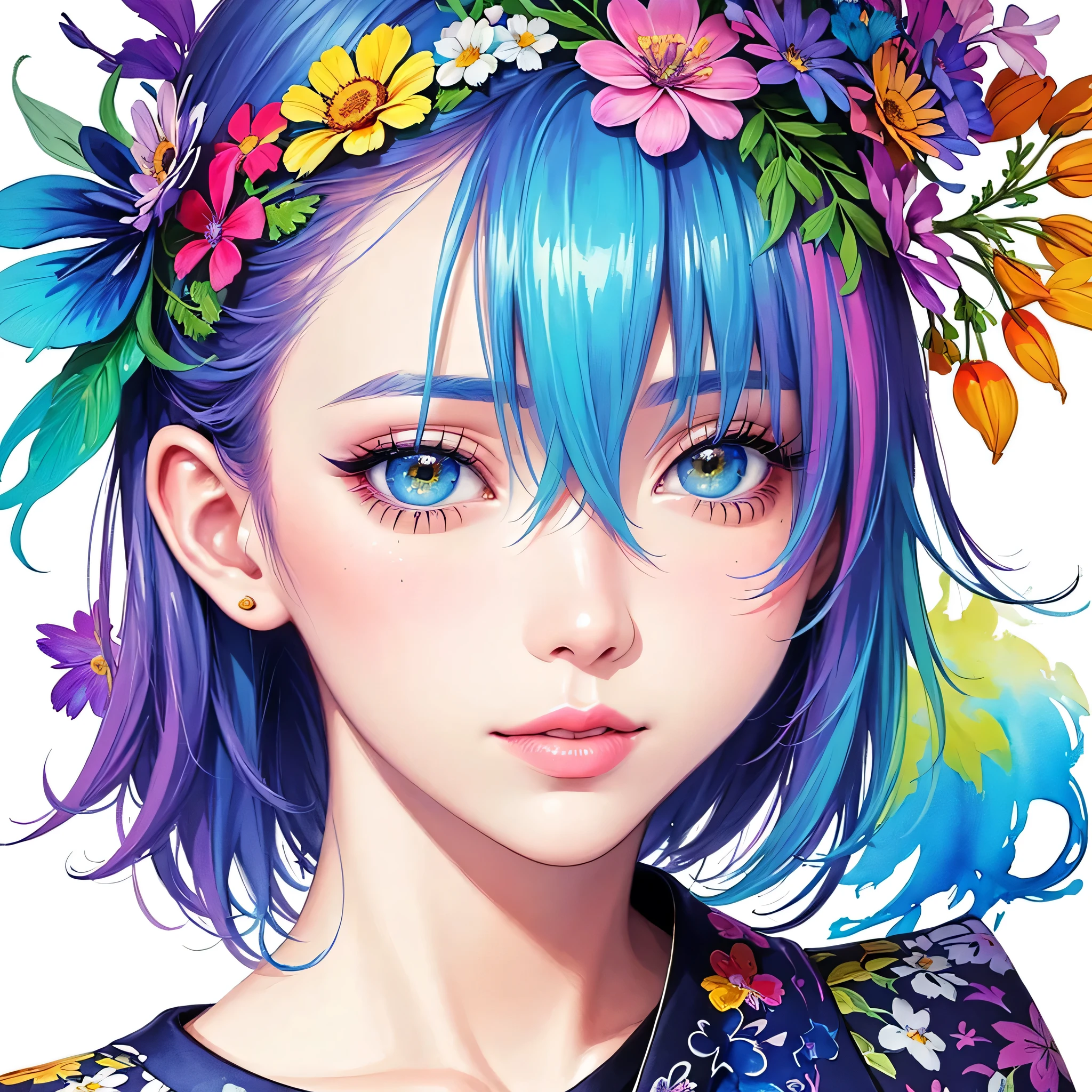 Mika Pikazo Style、(((stylish fashion))), 8K Quality、Intense watercolor, Detailed watercolor art, Watercolor splash, Surreal, avant-garde pop art, Beautiful and expressive paintings, Beautiful artwork illustration, Very colorful tones, wonderful, Cool beauty, highest quality、Official Art, Vector art, Stylish design, (((The most beautiful girl))), Lips in Love, (((highest quality))), HDR, ((detailed)), (((Doodle Art)), ((masterpiece)), ((Super detailed)), (((Colorful flowers))),(((Stylish))), Harbor View Hill