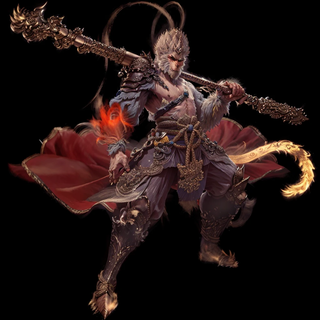 Chinese mythological story of the Monkey King,Hold a golden hoop stick,Fighting Buddha,Strong combat capability,monkey