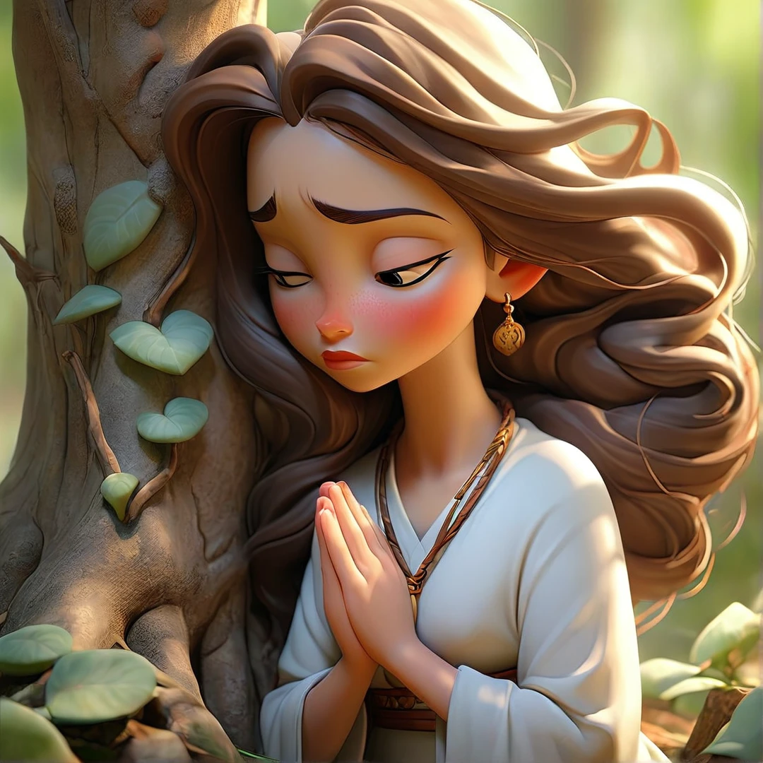 Sob a serene glass, on a peaceful day, A woman kneels, in voracious prayer. Bible in hands, words of light, Seek the comfort that faith always translates.The shadow of the tree, shelter and refreshment, A sacred encounter, an ethereal moment. With eyes closed and heart open, Pray fervently, search for the right path.Every leaf that falls, a divine whisper, Guiding your words, showing the destination. On sacred ground, your soul surrenders, To God omnipresent, his life he extends.under the tree, symbol of life and shelter, A woman and her faith, in an old dialogue. kneeling in prayer, his strength he renews, Find answers in the Bible, and peace finally proves.