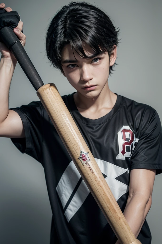 show boy holding a baseball bat