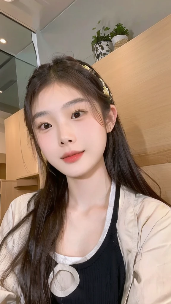 there is a woman that is sitting down with a cell phone, Yoshitomo Nara, young cute wan asian face 20 years old