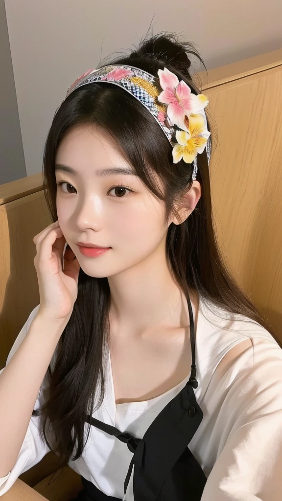there is a woman that is sitting down with a cell phone, Yoshitomo Nara, young cute wan asian face 20 years old