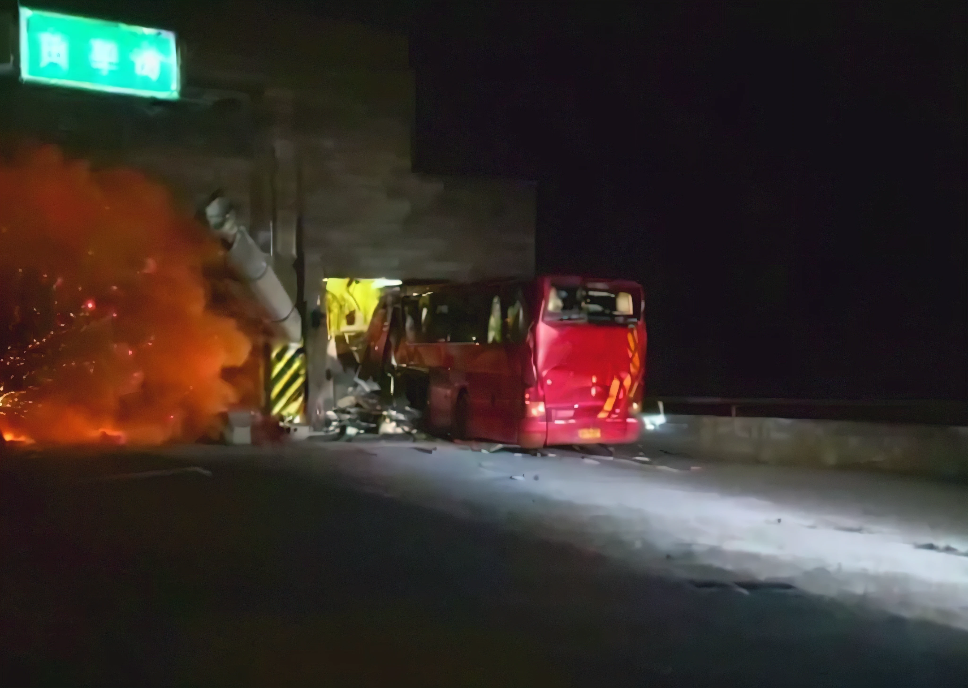 A red bus driving in a tunnel at night, ( ( ( the bus, Artist unknown, Explosion at bus station, author:John Munan, unknown artist, ❤🔥🍄🌪, In Scotland, Video Stills, postal, Popular photos, Available images, A dramatic scene, Photo taken in 2018