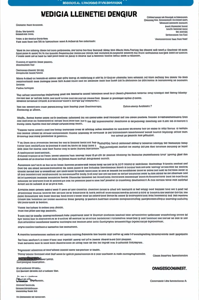 Medical letter for dengue