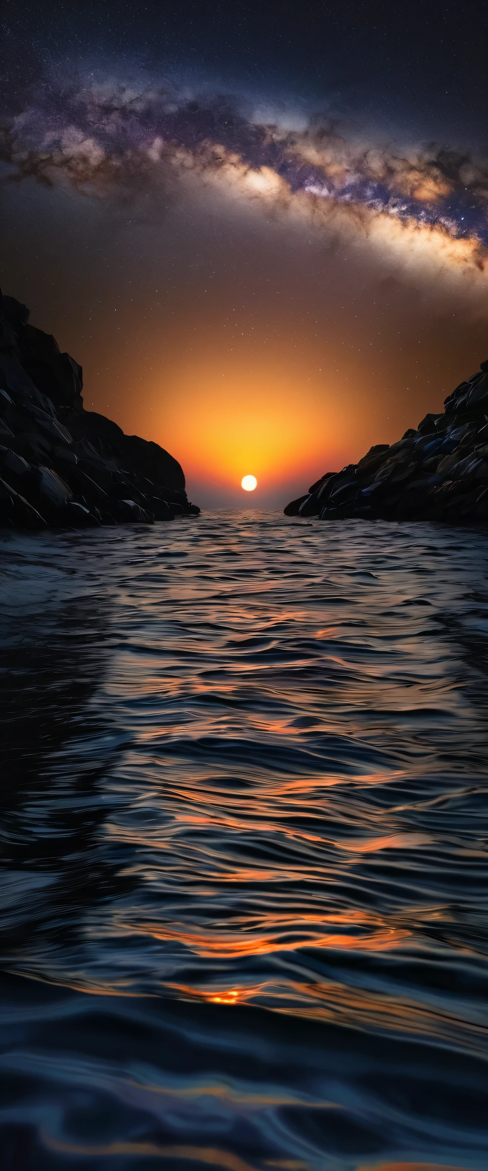 water, Ocean, Dark Sky, sunset, Milky Way