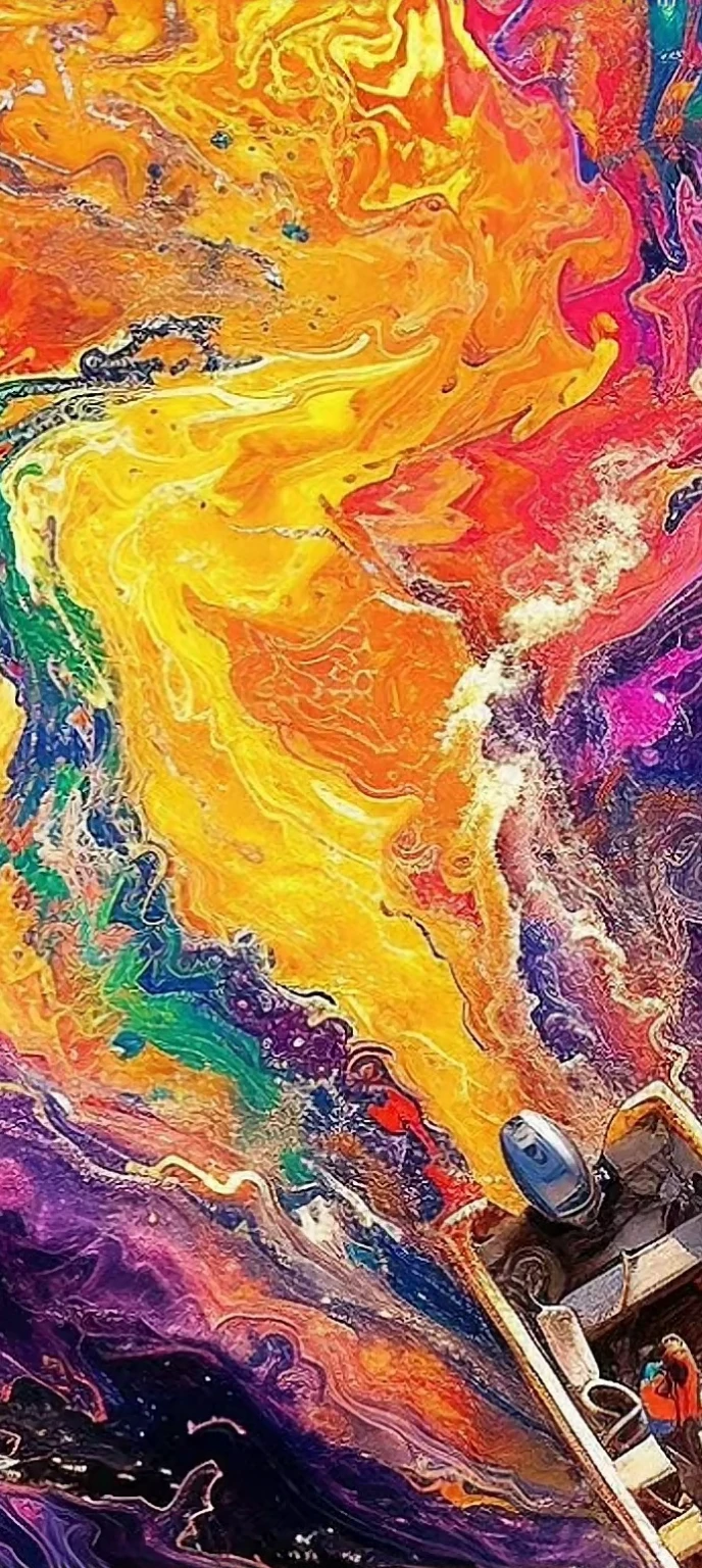 A ship floats on the water,Painting with colorful swirls on the water, Complex and intense oil painting, an An explosion of colors, A splash of philosophical color, colorful art, Azanel, colorful、Rich in details, Beautiful bright colors, An explosion of colors, Colorful explosion, An intricate color masterpiece, incredible painting, Color pictures, Shenzhen Chuanghui, Colorful explosion