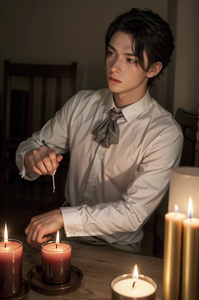 show boy hondin a candle in front of him