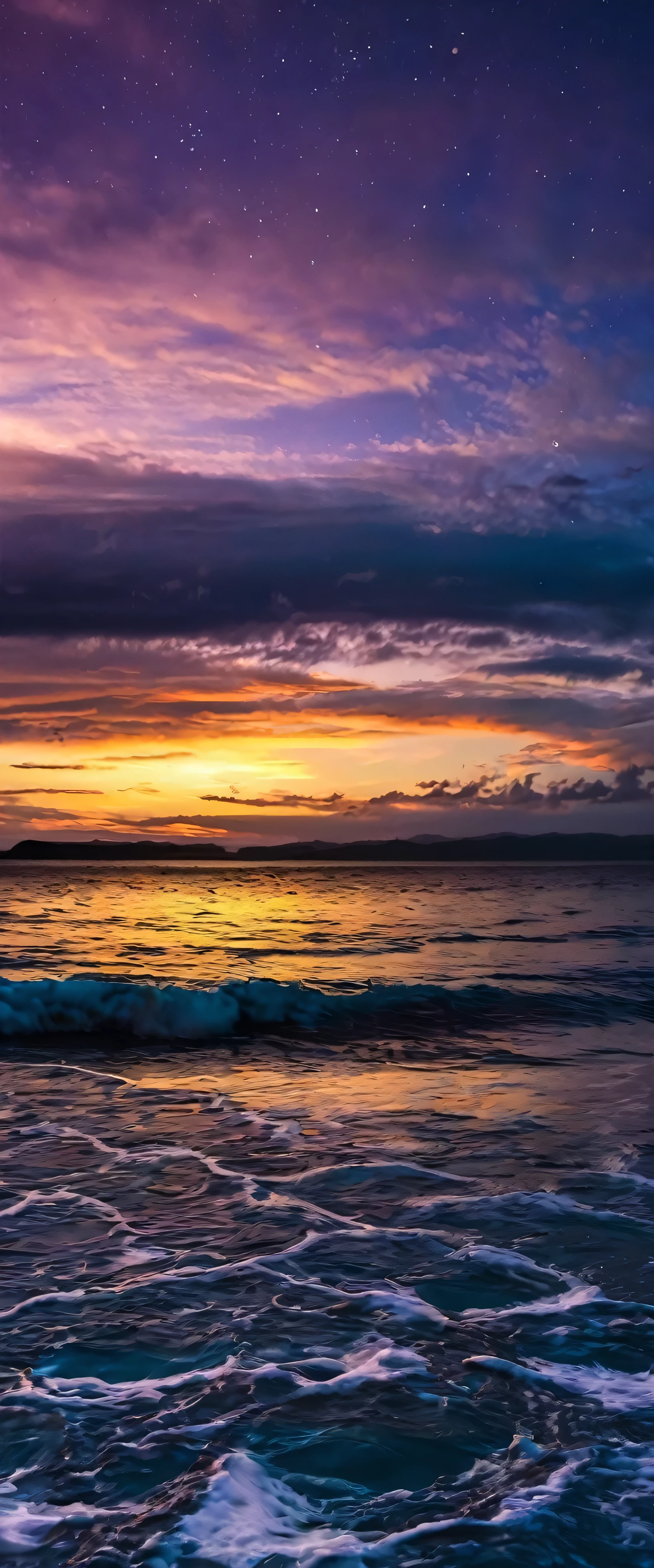 water, Ocean, Dark Sky, sunset, Milky Way