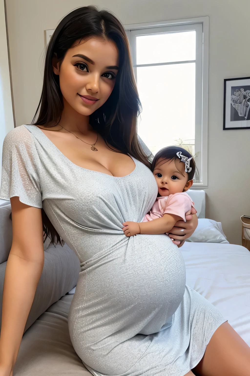 7 years cute sexy girl feed milk to cute baby with stunning dress with hot pic full pic with cute little baby with pregnant hot pic