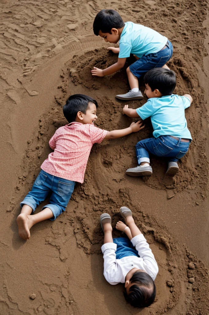 Two kids playing in ground happily 