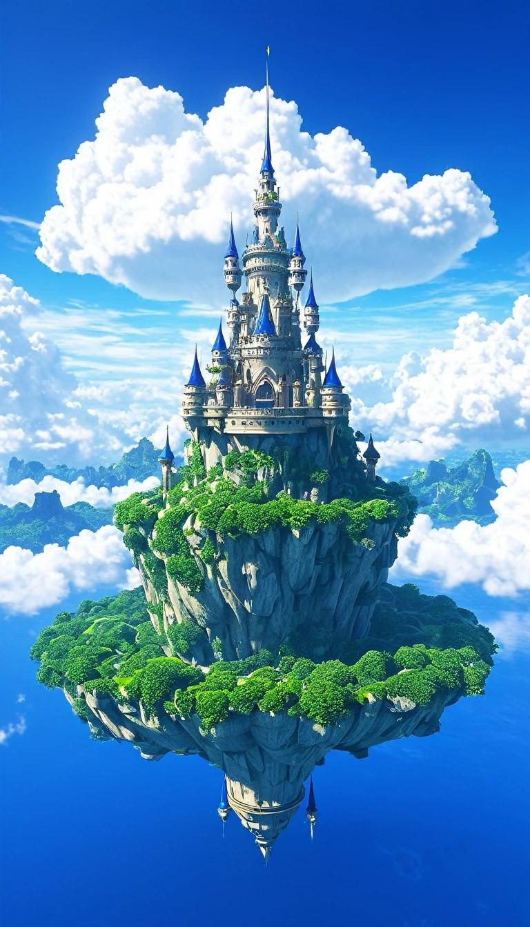 Castle in the Skyとその上の花々Photo of, Fantasyな大きな満月、光に照らされるCastle in the Sky、Fantasy、Fantasy、Fantasy、Castle in the Sky style, Castle in the Sky, Flying Cloud Castle, Floating Island, Floating Island, Floating Island, Cities in the air, floating palace in the sky, Floating Island, Cloud Palace