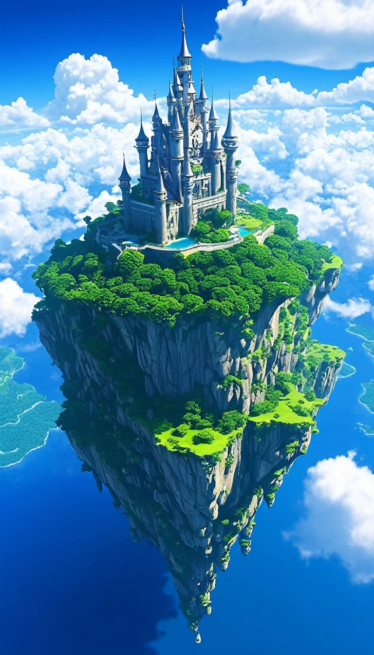 Castle in the Skyとその上の花々Photo of, Fantasyな大きな満月、光に照らされるCastle in the Sky、Fantasy、Fantasy、Fantasy、Castle in the Sky style, Castle in the Sky, Flying Cloud Castle, Floating Island, Floating Island, Floating Island, Cities in the air, floating palace in the sky, Floating Island, Cloud Palace