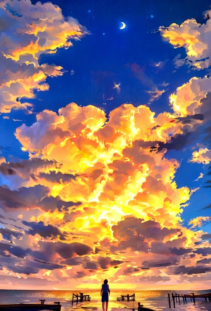 a person sitting on a dock at night with the sun setting, unsplash contest winning photo, gazing off into the horizon, pexels contest winner, dreamy night, looking into the horizon, looking to stars, watching the stars, pexels, watching the stars at night, looking at the stars, looking out at a sunset, girl watching sunset