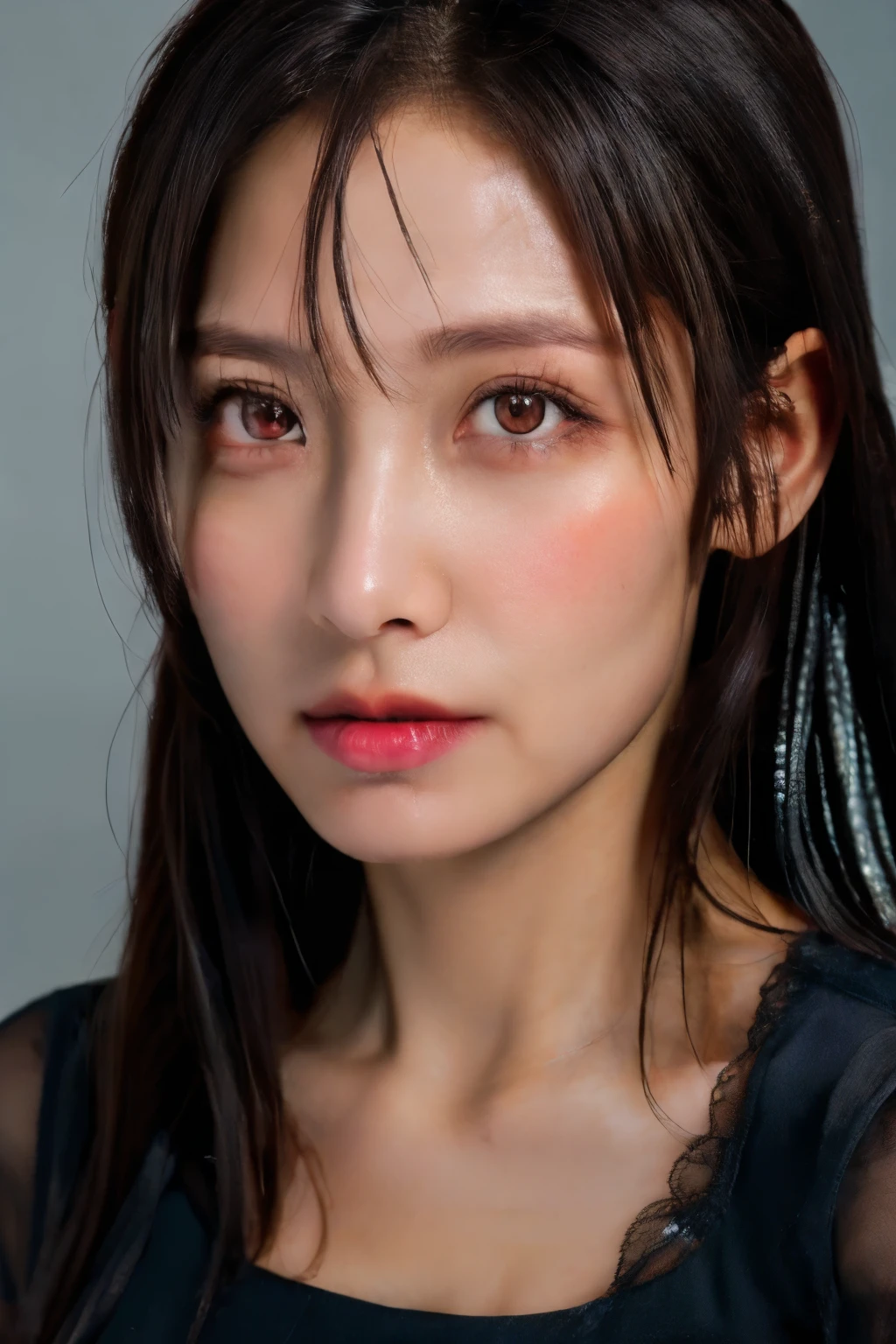 High-quality imageastepiece、Detailed Hair Texture、Detailed skin texture、Detailed Fabric Texture、8K、Add fabric details、超Detailed skin texture、Super detailed photos、Skin pores、blush、Wet、transparent、(masterpiece、Highest quality)、Soft light、Cinematic composition、Cinematic light、Gothic ta、Bare Skin、Expose、Erotic、Natural eye size、Wet Skin、Bold、lingerie、Full body pose