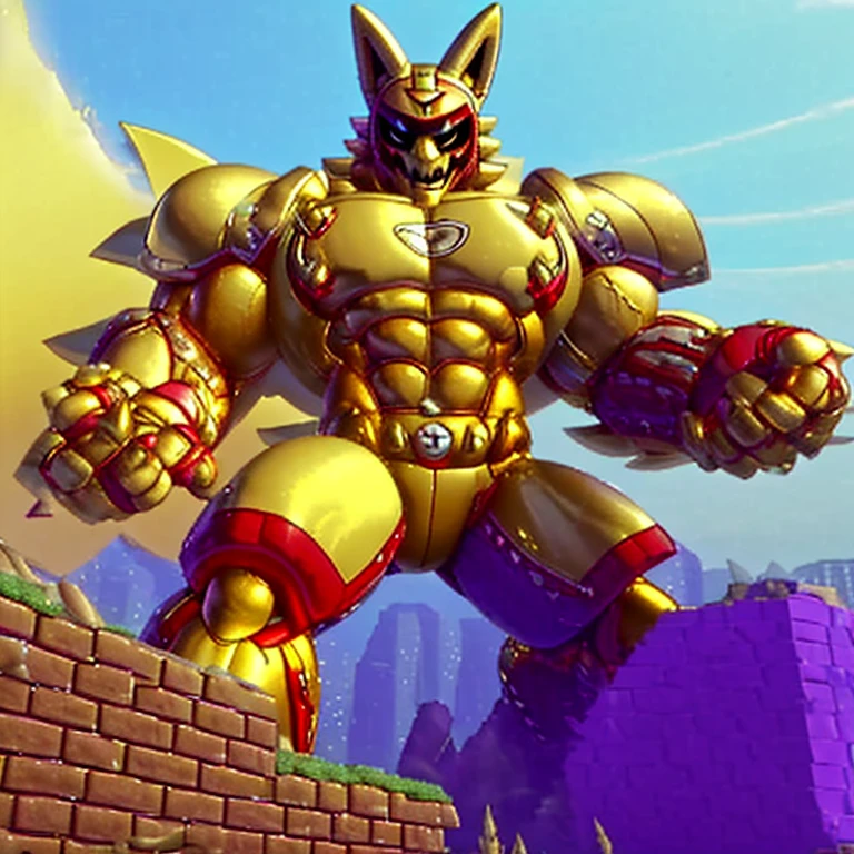 (masterpiece. official art. 8k. best quality. detailed full body. full body.)
(situation 1 : dominating Shiny_Mega_Lucario. Shiny_Mega_Lucario is over 1000 meters long. focus GIANT mechanical Muscular Shiny_Mega_Lucario is trampling the city. Looking down. macro. stomp. Low-angle perspective. emphasizing the immense size.)
(situation 2 :smoke and flames rising from the destruction in the city)
(Additional details 1: BlackKnight_fe. Armor. Cape. Helmet.. high-tech bio-mecha armor. real texture material. whole body shines like metal. Wearing cyberpunk mecha. emphasizes the muscles. suit fully made of metal. intricate armor. Robotic suit. suit fully made of metal. cyborg. Powered exoskeleton with the same design as Shiny_Mega_Lucario).
(Additional details 2: Detailed head. Detailed Body. Detailed abs. gigantic muscles. HYPER MUSCLES. Gigachad Muscular. big muscle. pecs. triceps. traps. unusually developed muscular body. body full of huge muscles. showing off muscles. pectorales enormes. Exaggeratedly huge muscles. huge muscles. long legs.).
(Additional details 3: nj5furry, Spread wings. It has wings. black have big wings. The claws are sharp. Sharp teeth.).
