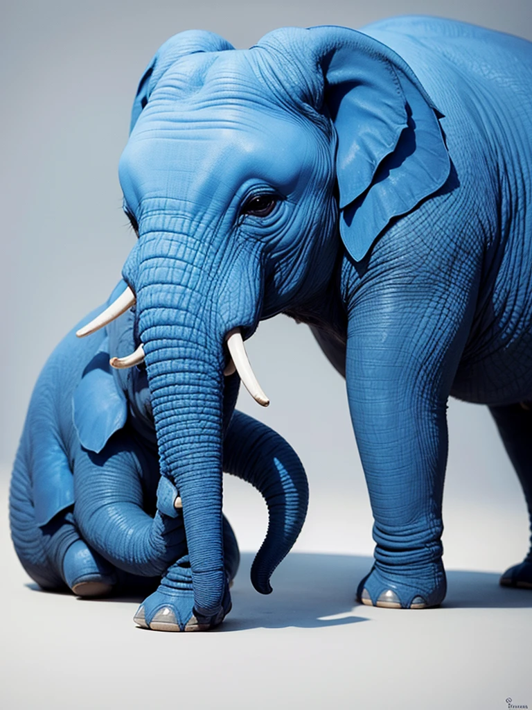 Elephant with blue skins color