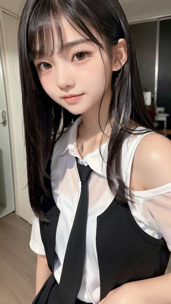 cute girl, teenager, 17years old, , simple background, (((absolutoly beautiful girls, 2 girls, shiny skin, shiny hair, black hair, long hair, 8K, school uniform)))