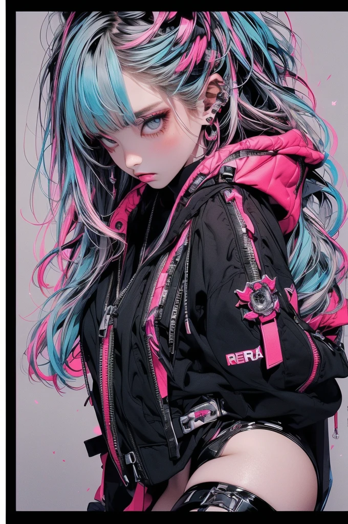((((dramatic))), (((Grainy))), (((intense))) film poster featuring a young neon blue hair woman as the central character. She stands have confidencely in the center of the poster, wearing a stylish and edgy leather corset lace panties and thigh high boots with lots of straps buckles and zippers, with a determined Performance on her face. The background is aesthetic atmospheric dark and Grainy, Cherry blossoms and butterflies blowing in the wind, With danger and tension. The article is bold and to attract attention, with a Catchy tagline that adds to the overall feeling of drama and excitement. The color palette is mainly dark with splashes of Vibrant neon colors, giving the poster a dynamic and visually impressive appearance,tachi-e
(magazine:1.3), (cover-style:1.3), fashionable, woman, Vibrant, Costume, Sexy seductive poses, front, colorful, dynamic, background, element, have confidence, Performance, Holding, statement, accessories, Majestic, Coiled, The surrounding area, touch, scene, article, cover, bold, to attract attention, title, stylish, font, Catchy, Heading, big, impressive, Modern, trend, concentrated, fashion,