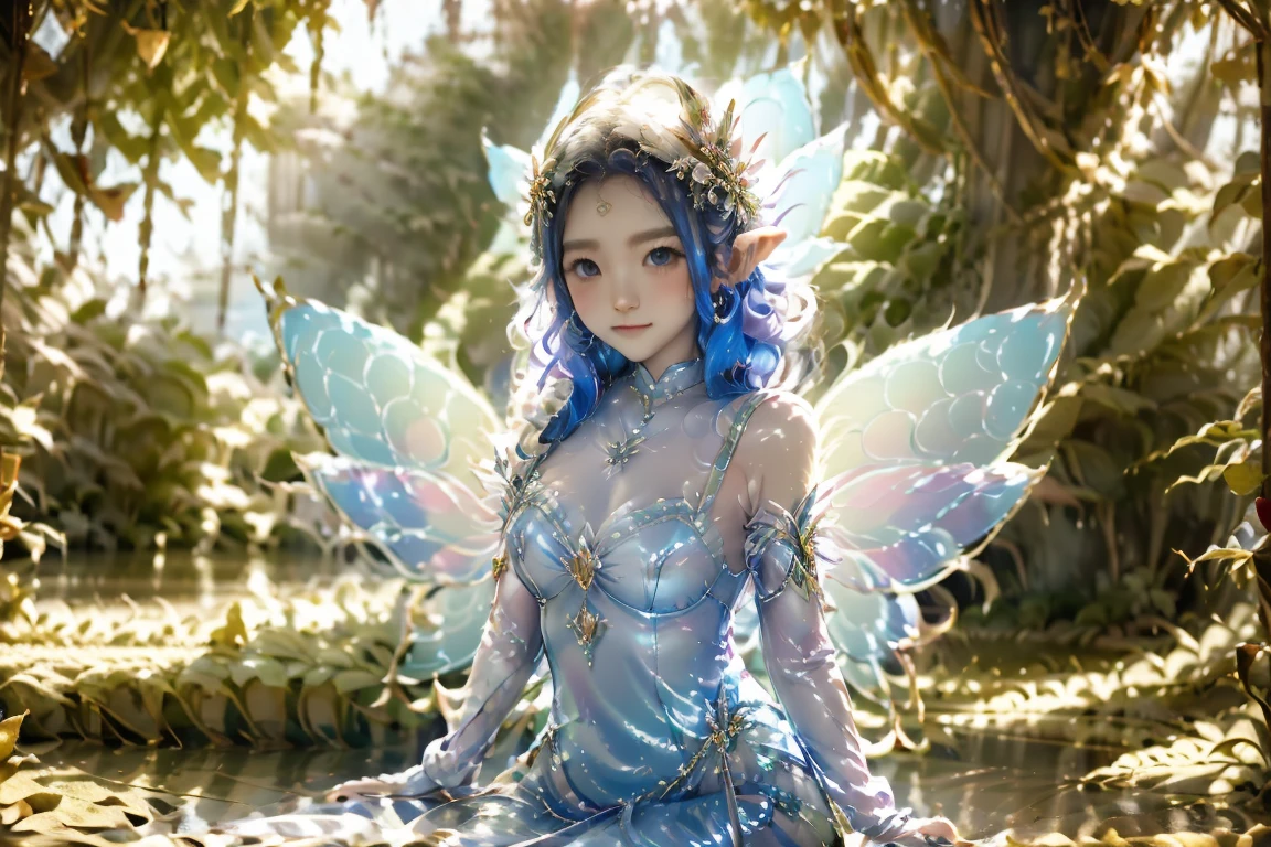 a fairy sitting neaby the lake