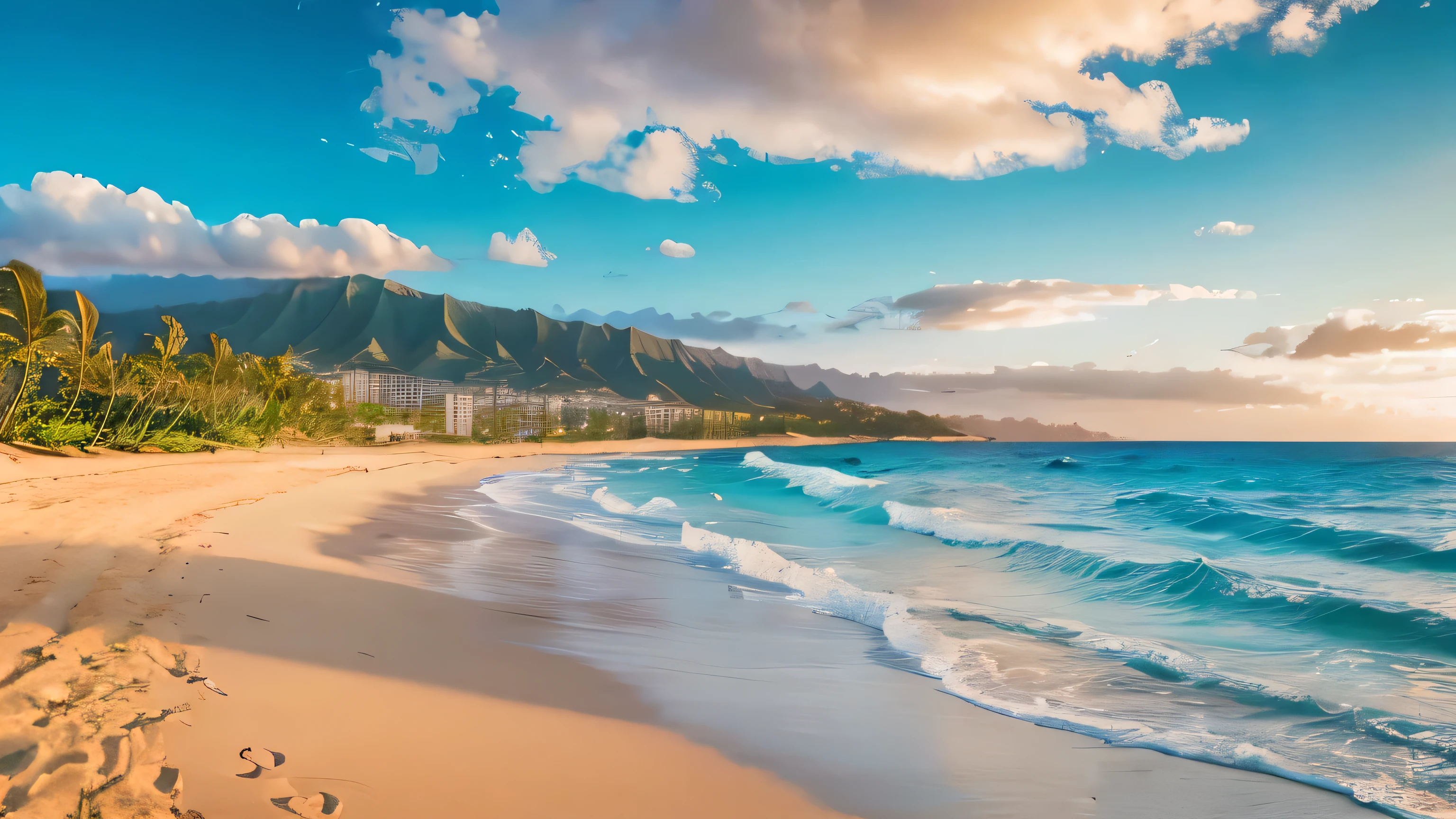 masterpiece, 8k Wallpaper, Hawaiian sand beach, day time