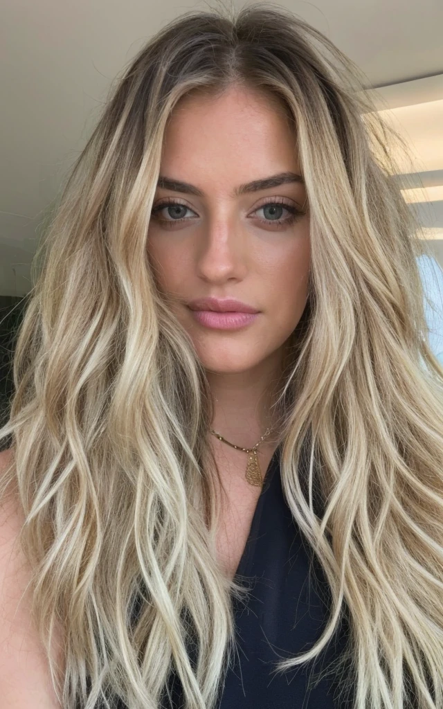 (((instagram-Foto))) Blonde natural wavy long hair influencer, (stark), who is considered a trendsetter in luxury and lifestyle and provides her followers with unique style advice, inspired by exclusive shopping tips and personal experiences, 8k, extremely detailed, Fotorealistisch, komplizierte Details, realistische Hauttextur, realistische Haare, Textur, 8k uhd, Best quality, high resolution, Detailgenauigkeit, big ,