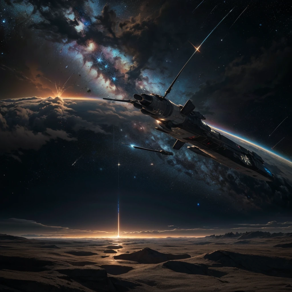 ((Space War,Interstellar War,Starfleet,flagship,Distant Battle,light,explosion)),
masterpiece,Highest quality,8K,High resolution,Raw photo,
sf,future,dream-like,Photorealistic,Actual photo,Black and blue,
Award-winning,Browsing Caution,
Cold tones,mysterious,Anxious,nervous,
Low Key Lighting,Backlighting,
Physically Based Rendering,
Thin Outline BREAK
