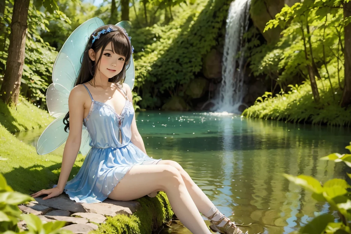 a fairy sitting neaby the lake