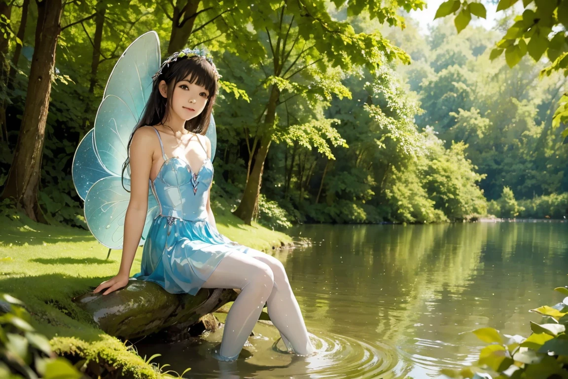 a fairy sitting neaby the lake