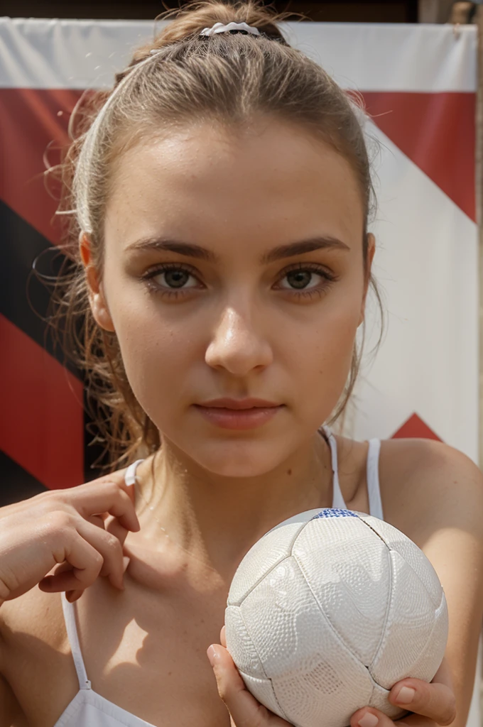 create me the face of a white woman and ball with polish origins