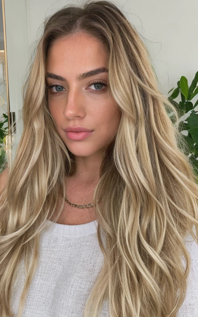 (((instagram-Foto))) Blonde natural wavy long hair influencer, (stark), who is considered a trendsetter in luxury and lifestyle and provides her followers with unique style advice, inspired by exclusive shopping tips and personal experiences, 8k, extremely detailed, Fotorealistisch, komplizierte Details, realistische Hauttextur, realistische Haare, Textur, 8k uhd, Best quality, high resolution, Detailgenauigkeit, big tits