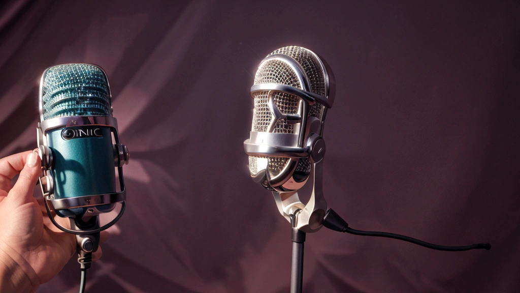 ((A podcast microphone)) , (fantasy oniric background)