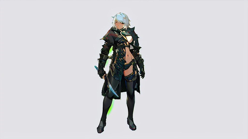 Jack_the_ripper, sexy, art, a close up of a person in a black outfit with a sword, nier 2 b, thancred waters in style of wlop, nier, katana zero video game character, 2b, 2 b, killy from blame!, snake-head female assassin, nier autoamata, style game square enix, final fantasy 14 style