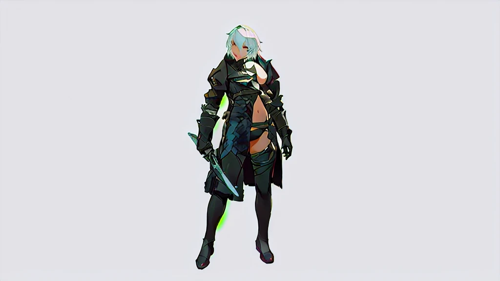 Jack_the_ripper, y, art, a close up of a person in a black outfit with a sword, nier 2 b, thancred waters in style of wlop, nier, katana zero video game character, 2b, 2 b, killy from blame!, snake-head female assin, nier autoamata, style game square enix, final fantasy 14 style