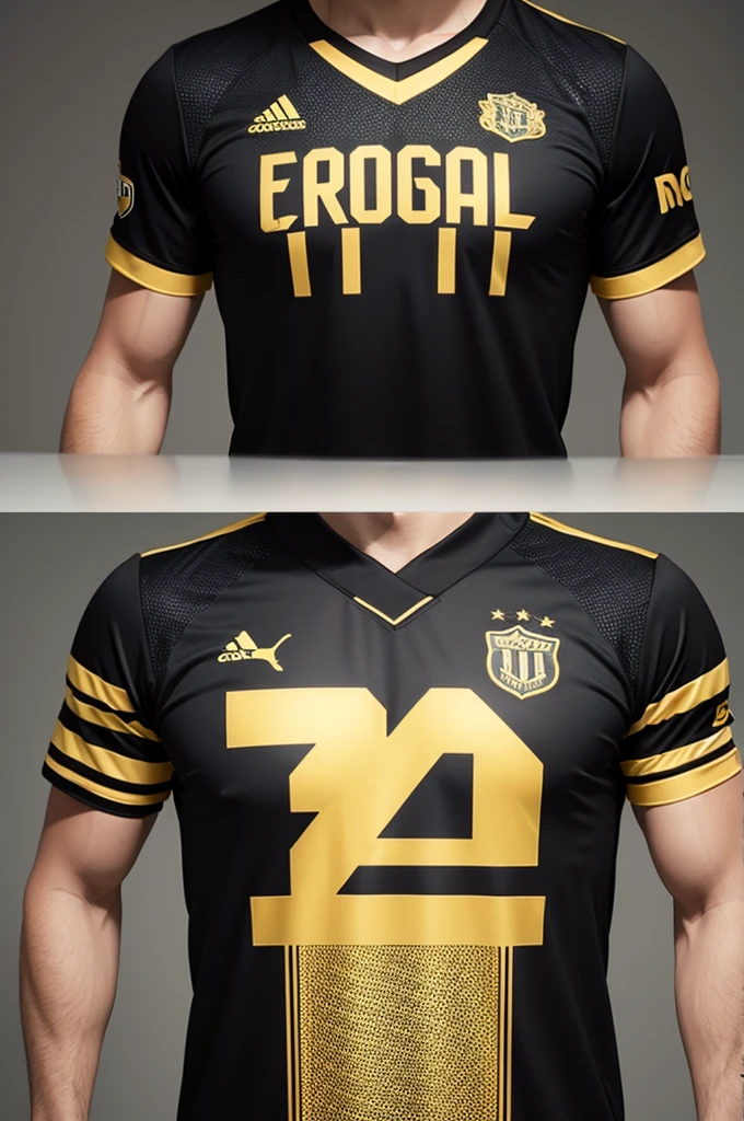 Create a football shirt template, in black and gold