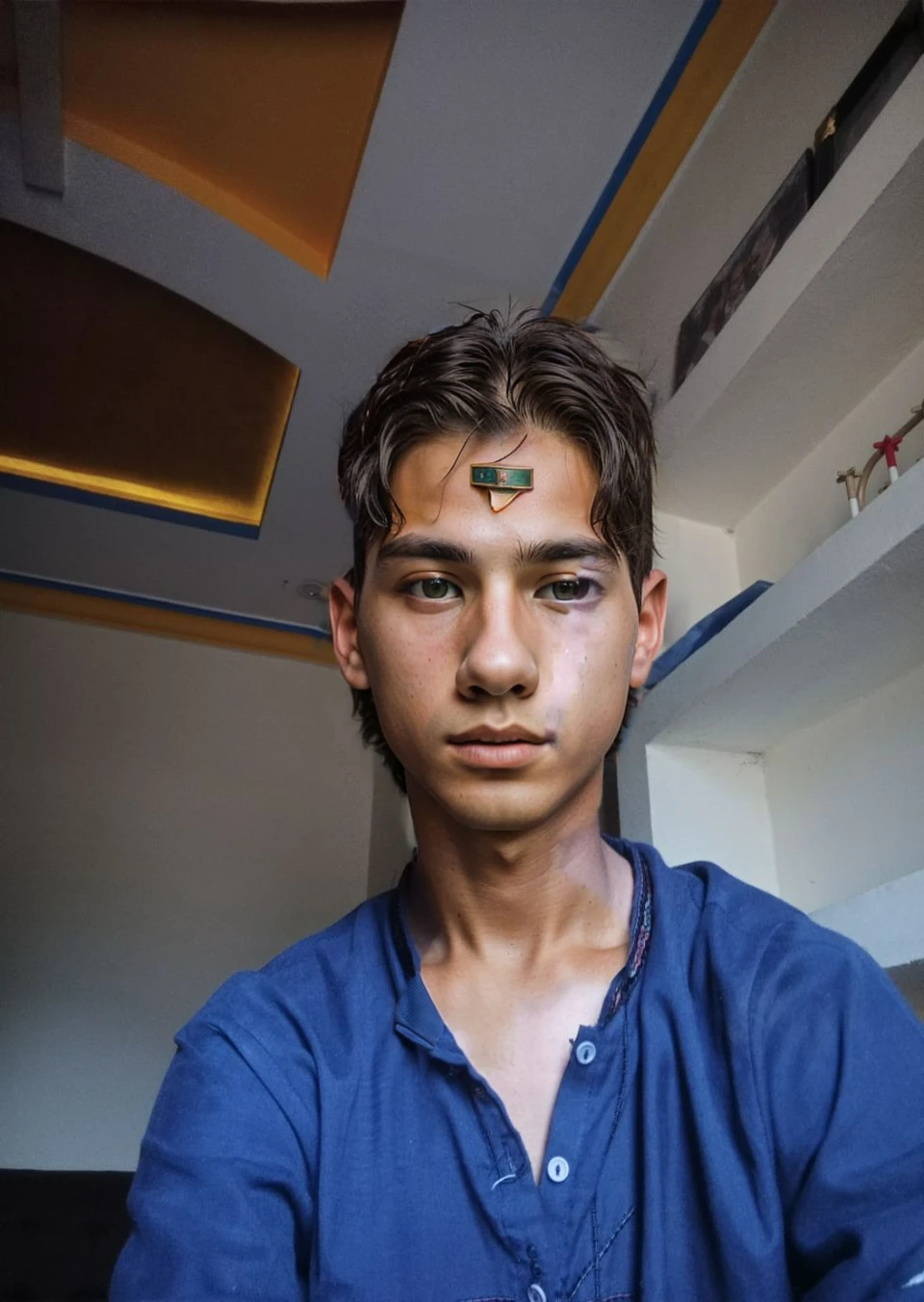 Full body shot, ((8k portrait, cenmatic,sixteen years old boy and he stand front in Lamborghini