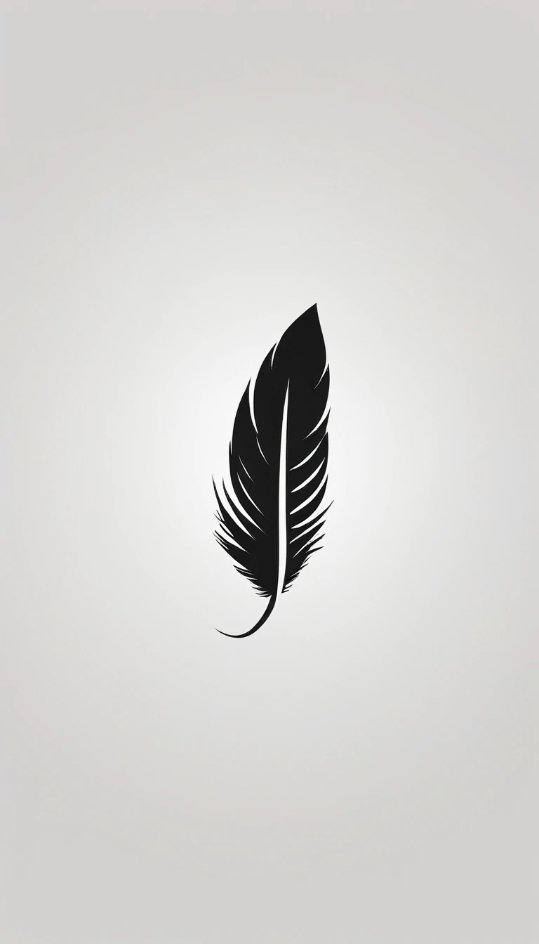 A minimal, modern, simple, cinematic logo design for the brand “Penamemoria". Create a modern, minimalistic, high-quality, logo of a bird feather