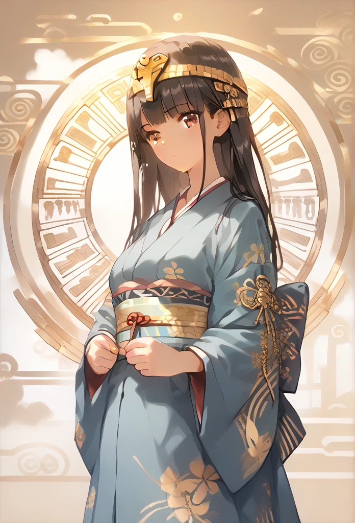 (score_9,score_8_superior,score_7_superior,score_6_superior),masterpiece,Highest quality, Source Anime, evaluation_Explicit, (((masterpiece))), (((Highest quality))), ((Super detailed)), ((figure)), (One girl), (Beautiful Japanese Women), (Long black hair), (Brown eyes), (Egyptian Background), (Wear a traditional kimono), (Detailed face), (Perfect Anatomy), (Detailed lighting front), (Calm expression), (Minimalist Style)