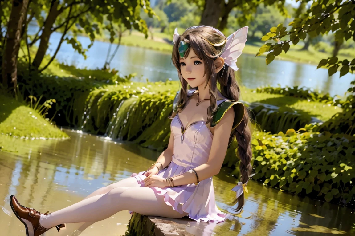 a fairy sitting neaby the lake