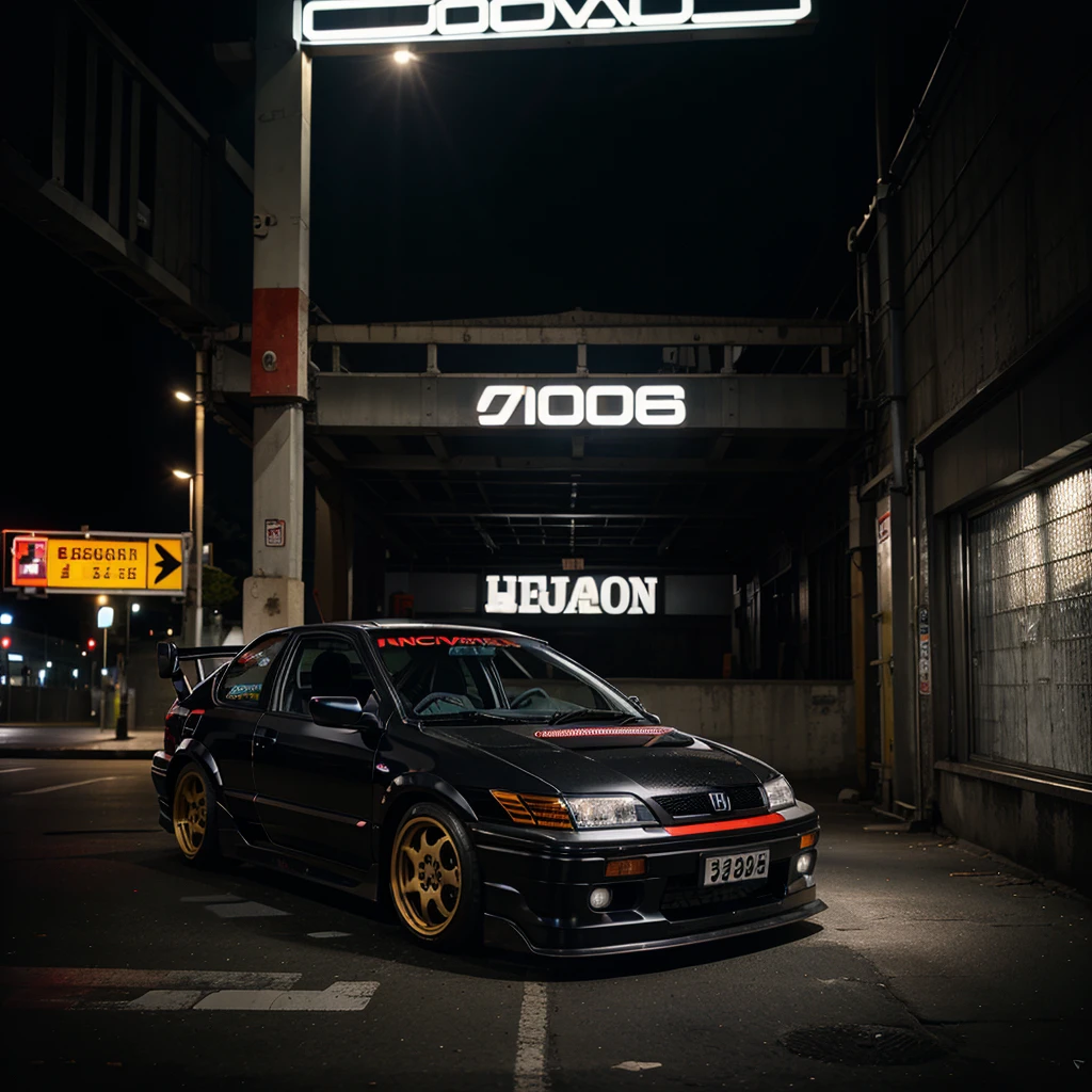 Honda Civic ej9 in schwarz, fast, dirty, natta, Street, neon, Race car