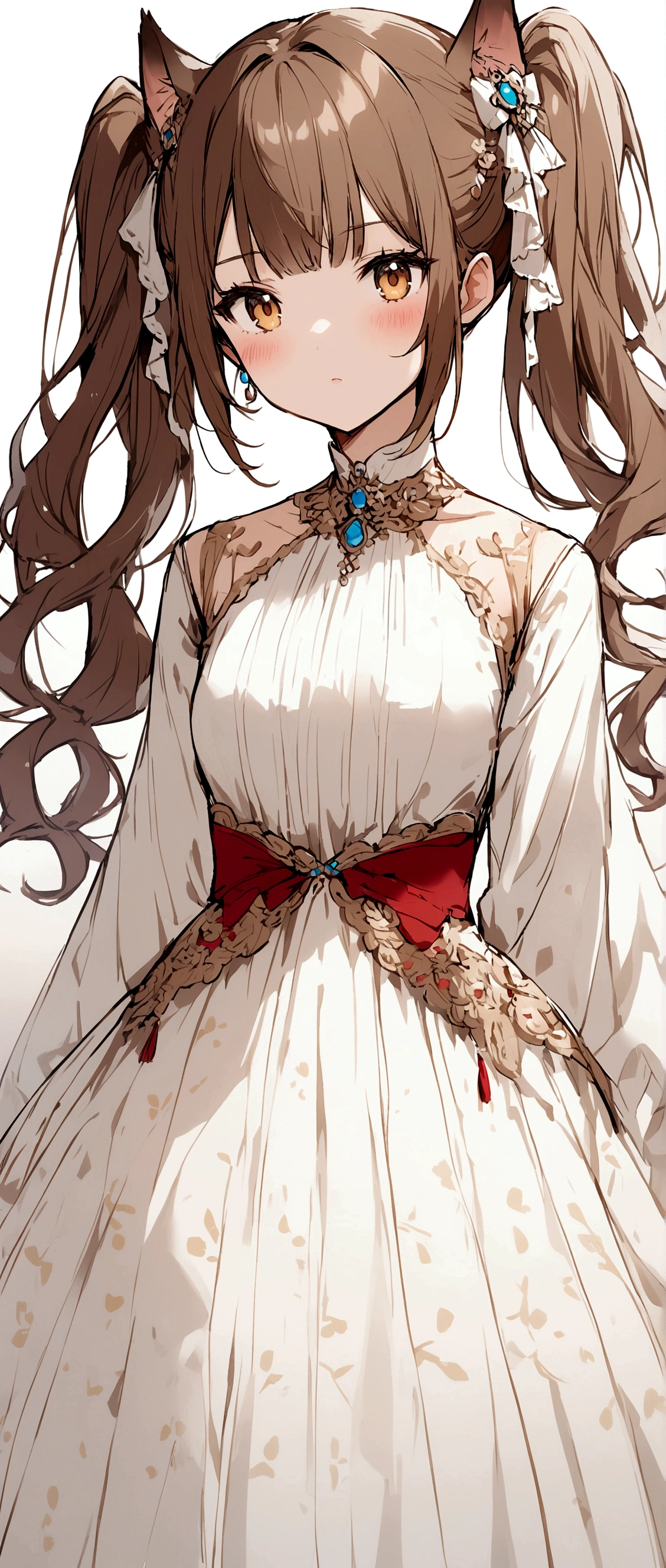 Brown Hair、Twin tails、Cat ear、Girl