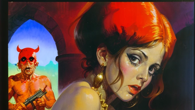 allessbiff2023, Oil painting \(middle\), illustration, 1960s \(style\), stylized, Pulp magazine cover,