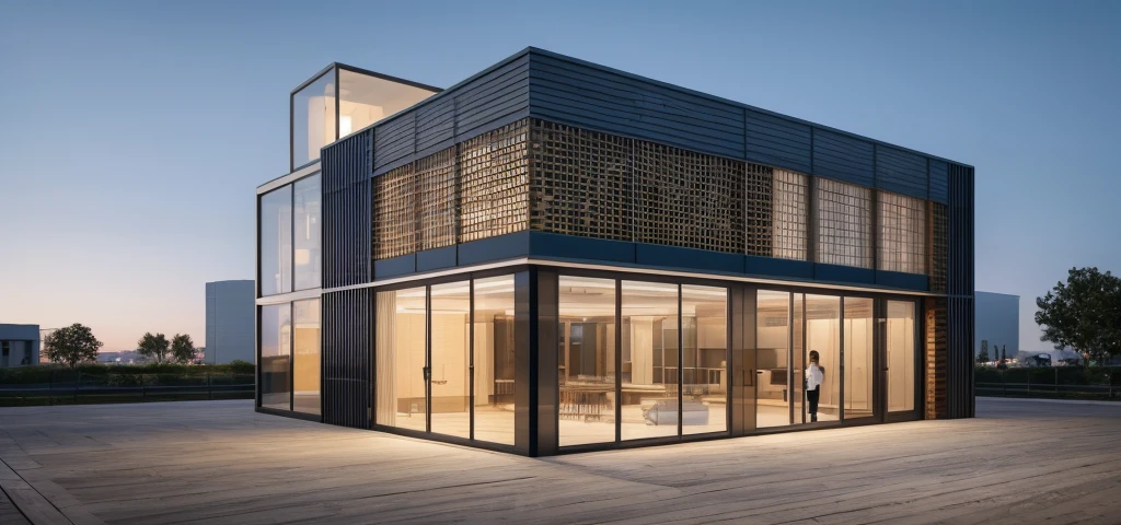 Car showroom, classy luxury, evening scene