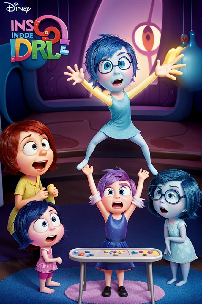 poster for the cartoon "inside out 2", emotions and Raily, Disney