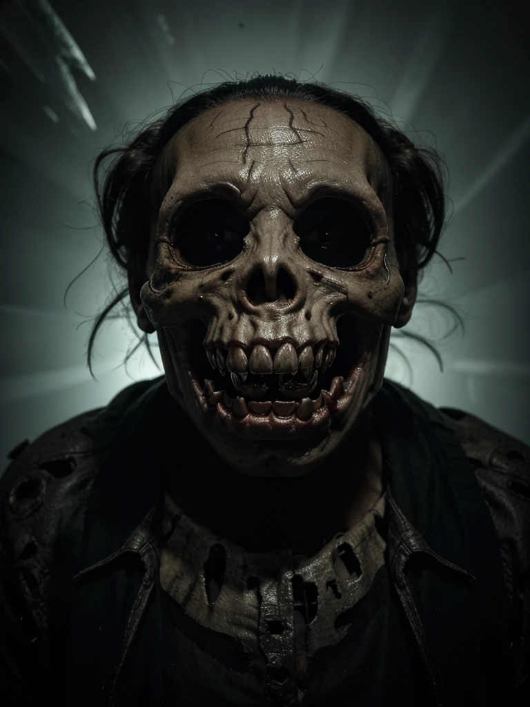 A scary monster in the dark, it has gross translucent skin and empty eye sockets, and rotten teeth