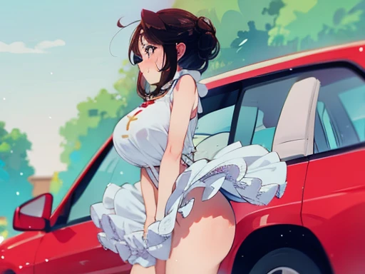 Big Tits、Brown Hair、blush、Beautiful profile