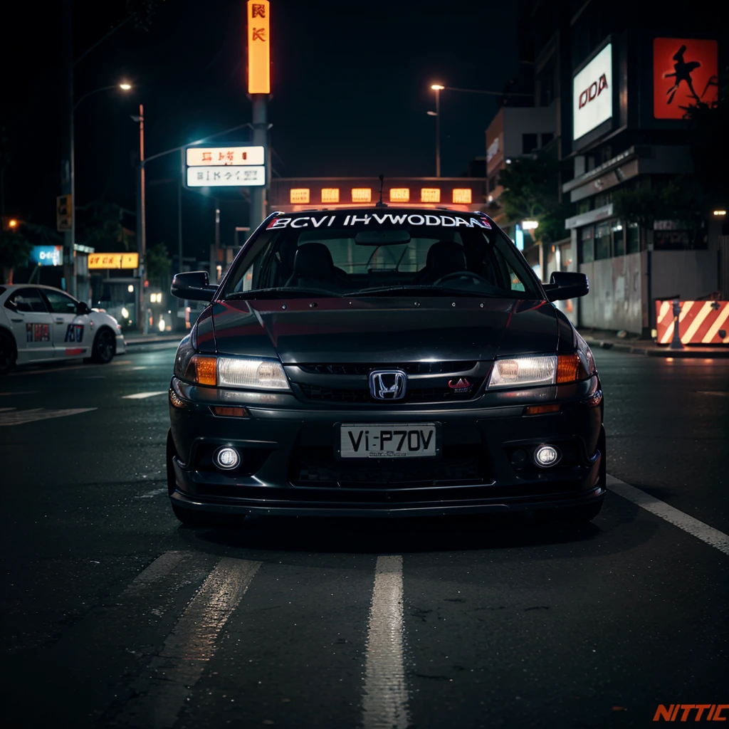 Honda Civic ej9 in schwarz, fast, dirty, natta, Street, neon, Race car, cyberpunk, neon