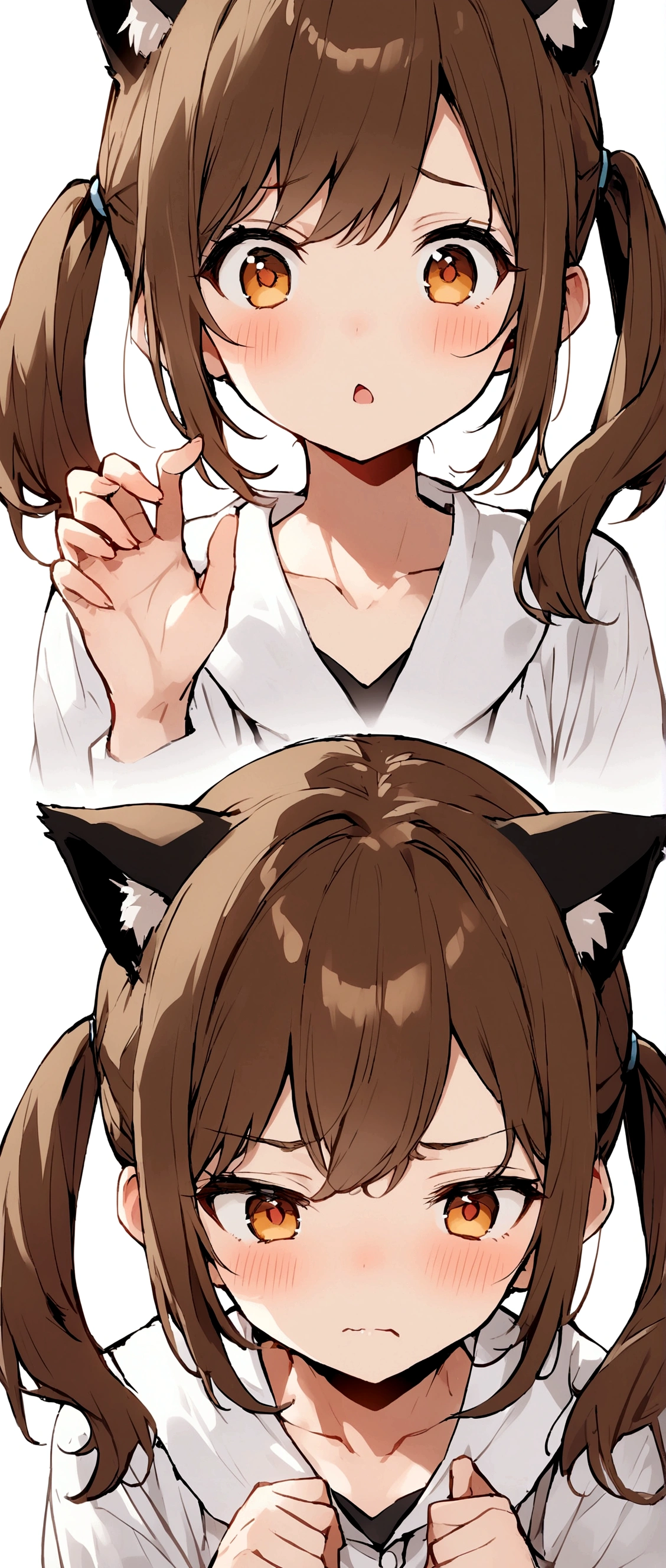 Brown Hair、Twin tails、Cat ear、Girl