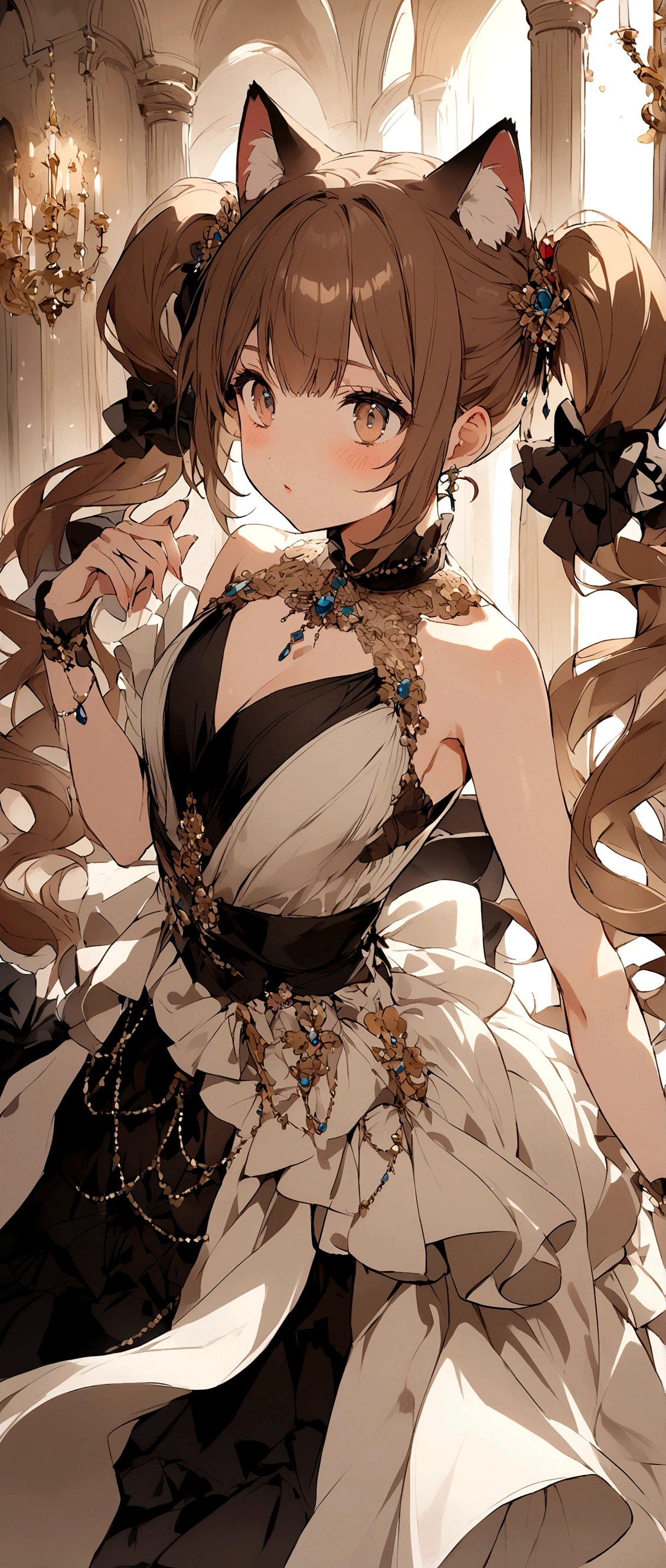 Brown Hair、Twin tails、Cat ear、Girl