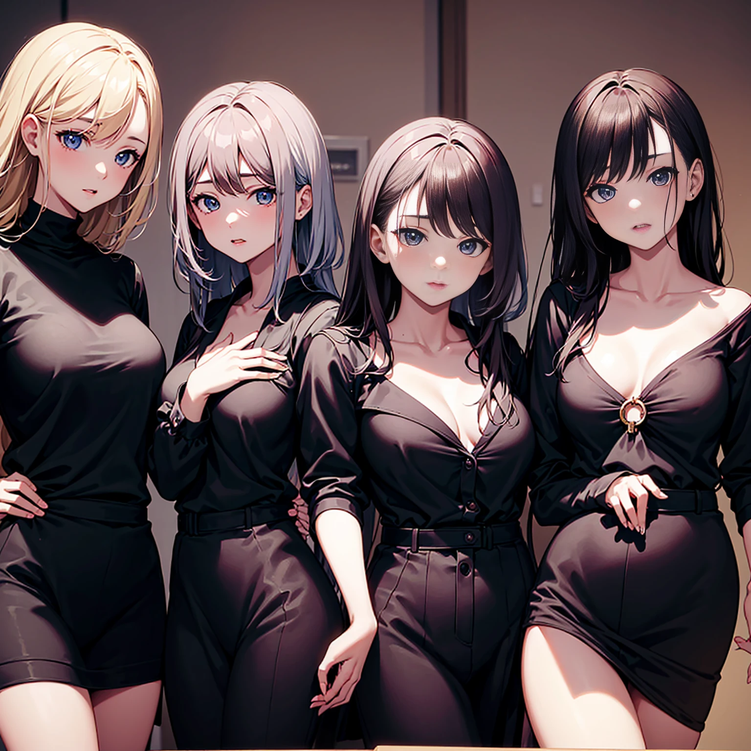 Masterpiece, 4girls, wearing , beauty and cute, high detailed, dinamic lighting, vivid colours, nude, masturbate