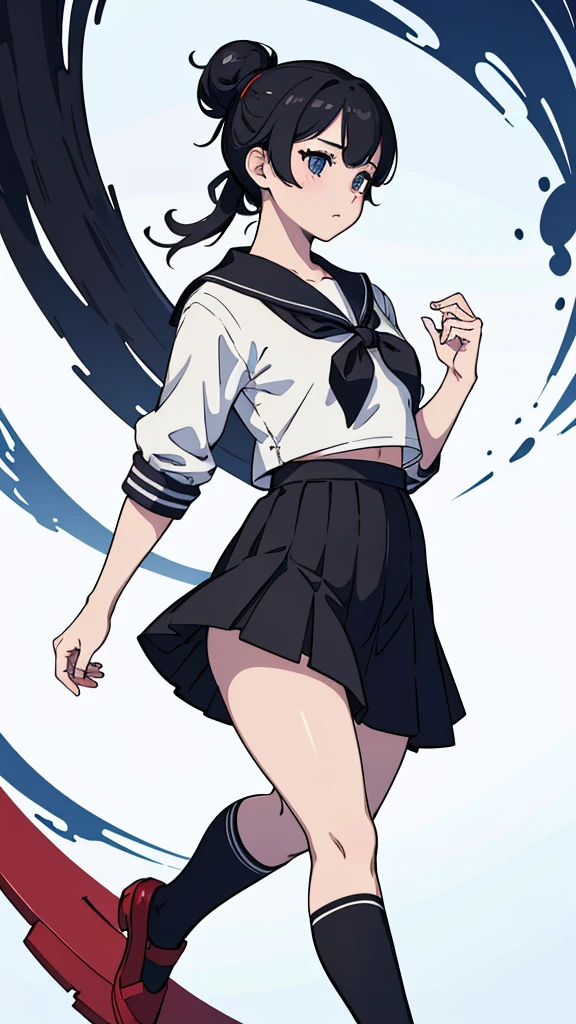 From the side,whole body,Hair tied up,Sailor suit,Black Skirt,socks,Ultra HD,masterpiece,super high quality,Ultra-high resolution,Highest quality,Advanced,Highest quality,Highest Resolution,high quality,beautiful,beautiful,High quality,Realな質感,Real,8K,Detailed,